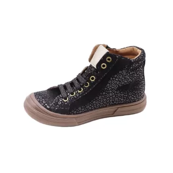 Chaussures montantes filles à lacets avec fermeture éclair, en cuir