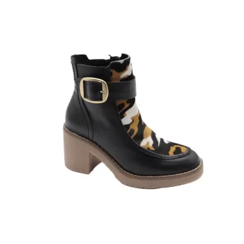 Bottines noires Etivey Coco et Abricot à talon